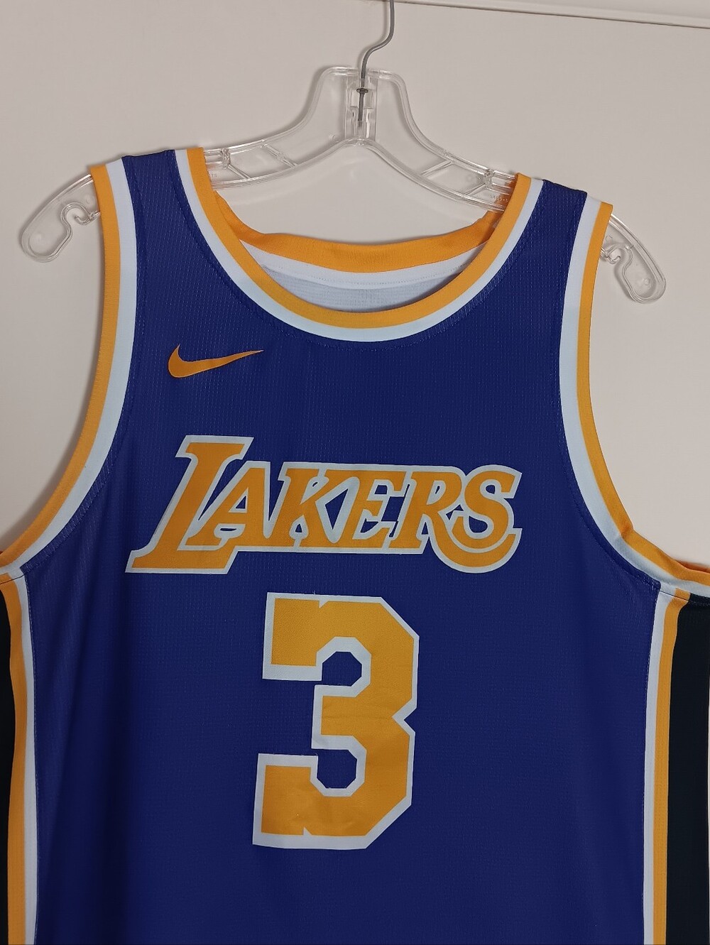 Nike Purple and Gold Lakers #3 Basketball Jersey